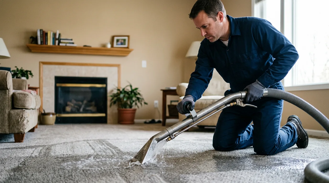 Water damage restoration technician working near Garden City, KS